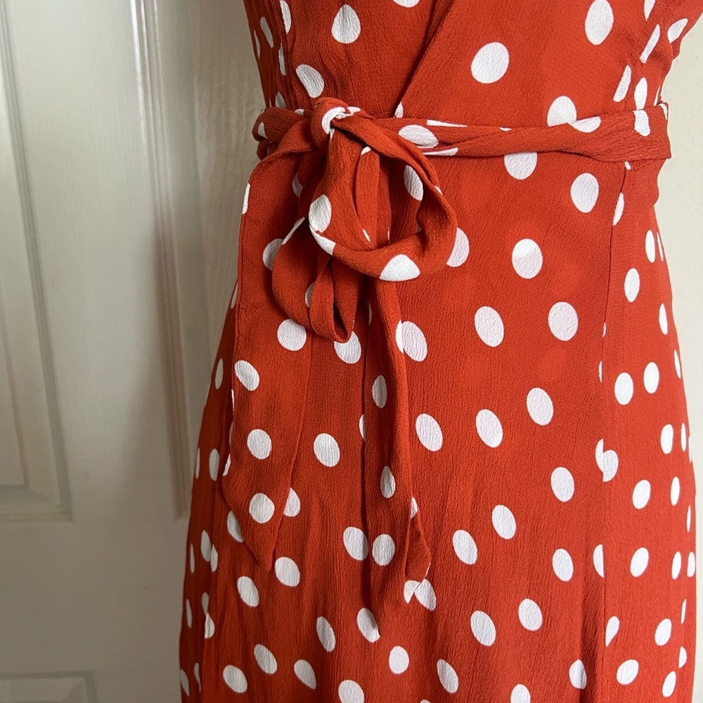 TULAROSA Sid Polka Dot Wrap Midi Dress Roselle - Picture 7 of 10